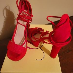 Red Strap Up Heels